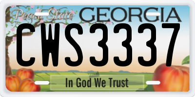 GA license plate CWS3337