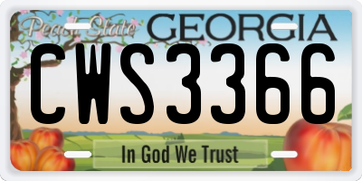 GA license plate CWS3366