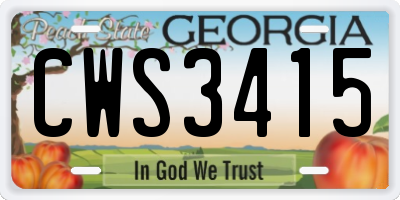 GA license plate CWS3415