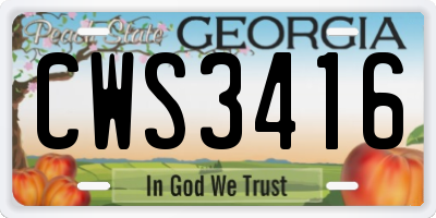 GA license plate CWS3416