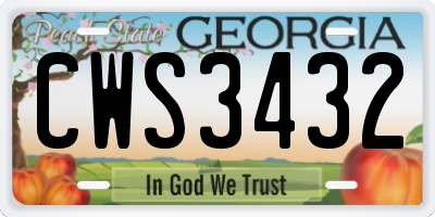 GA license plate CWS3432