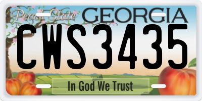 GA license plate CWS3435