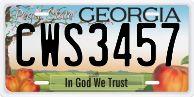 GA license plate CWS3457
