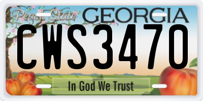 GA license plate CWS3470