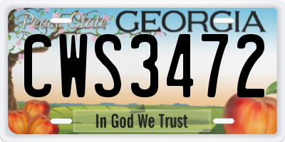 GA license plate CWS3472