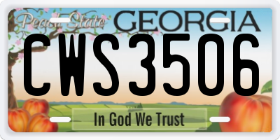 GA license plate CWS3506