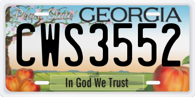 GA license plate CWS3552