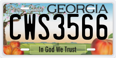 GA license plate CWS3566