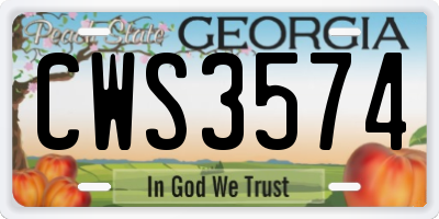 GA license plate CWS3574