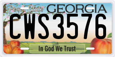 GA license plate CWS3576