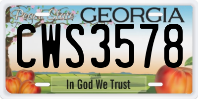 GA license plate CWS3578