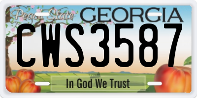 GA license plate CWS3587