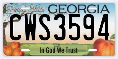GA license plate CWS3594