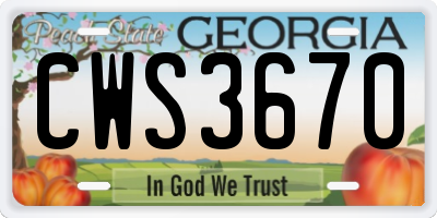 GA license plate CWS3670