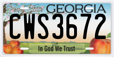 GA license plate CWS3672
