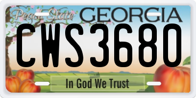 GA license plate CWS3680