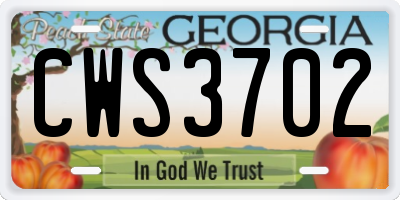 GA license plate CWS3702