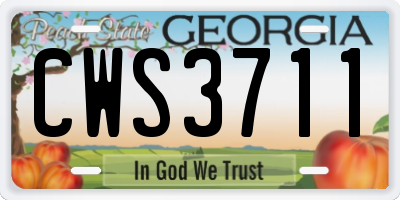GA license plate CWS3711