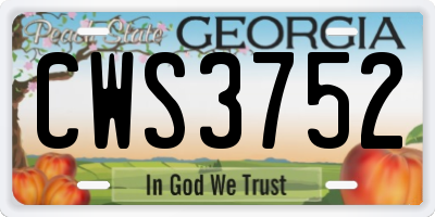 GA license plate CWS3752