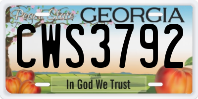 GA license plate CWS3792
