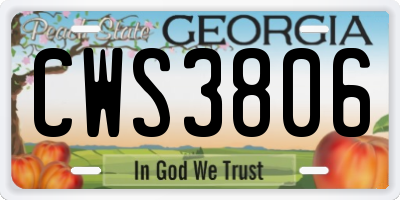 GA license plate CWS3806