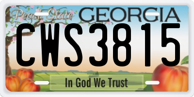 GA license plate CWS3815