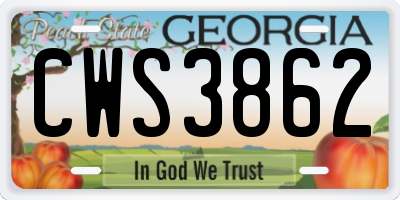GA license plate CWS3862