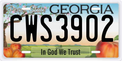 GA license plate CWS3902