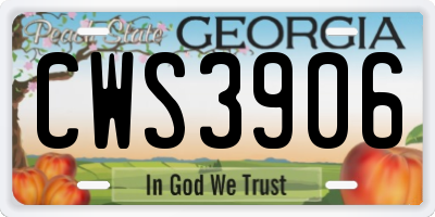 GA license plate CWS3906