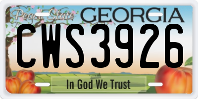 GA license plate CWS3926