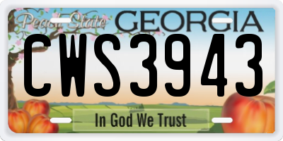 GA license plate CWS3943