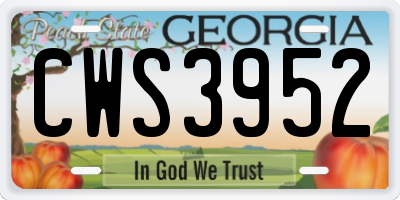 GA license plate CWS3952