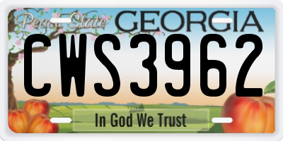 GA license plate CWS3962