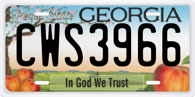 GA license plate CWS3966