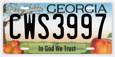 GA license plate CWS3997