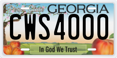 GA license plate CWS4000