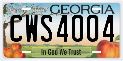 GA license plate CWS4004