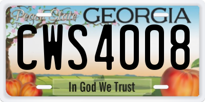 GA license plate CWS4008