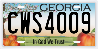 GA license plate CWS4009