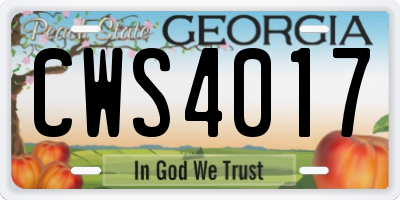GA license plate CWS4017