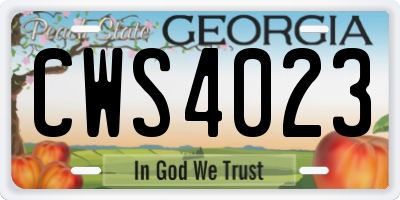 GA license plate CWS4023
