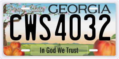 GA license plate CWS4032