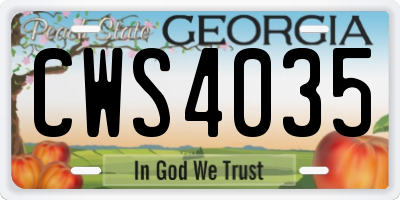 GA license plate CWS4035