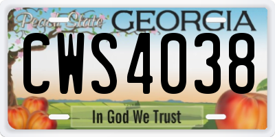 GA license plate CWS4038