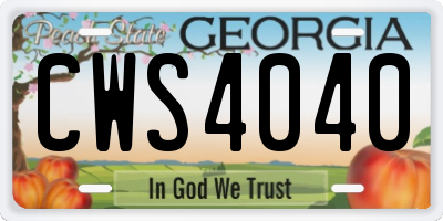 GA license plate CWS4040