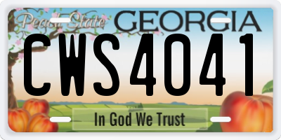 GA license plate CWS4041