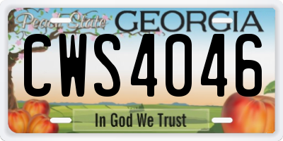 GA license plate CWS4046