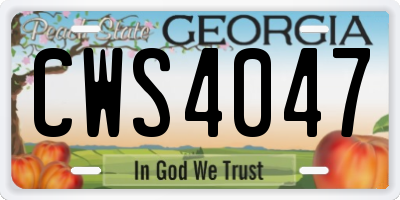 GA license plate CWS4047