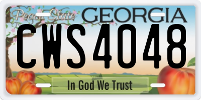 GA license plate CWS4048