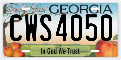GA license plate CWS4050